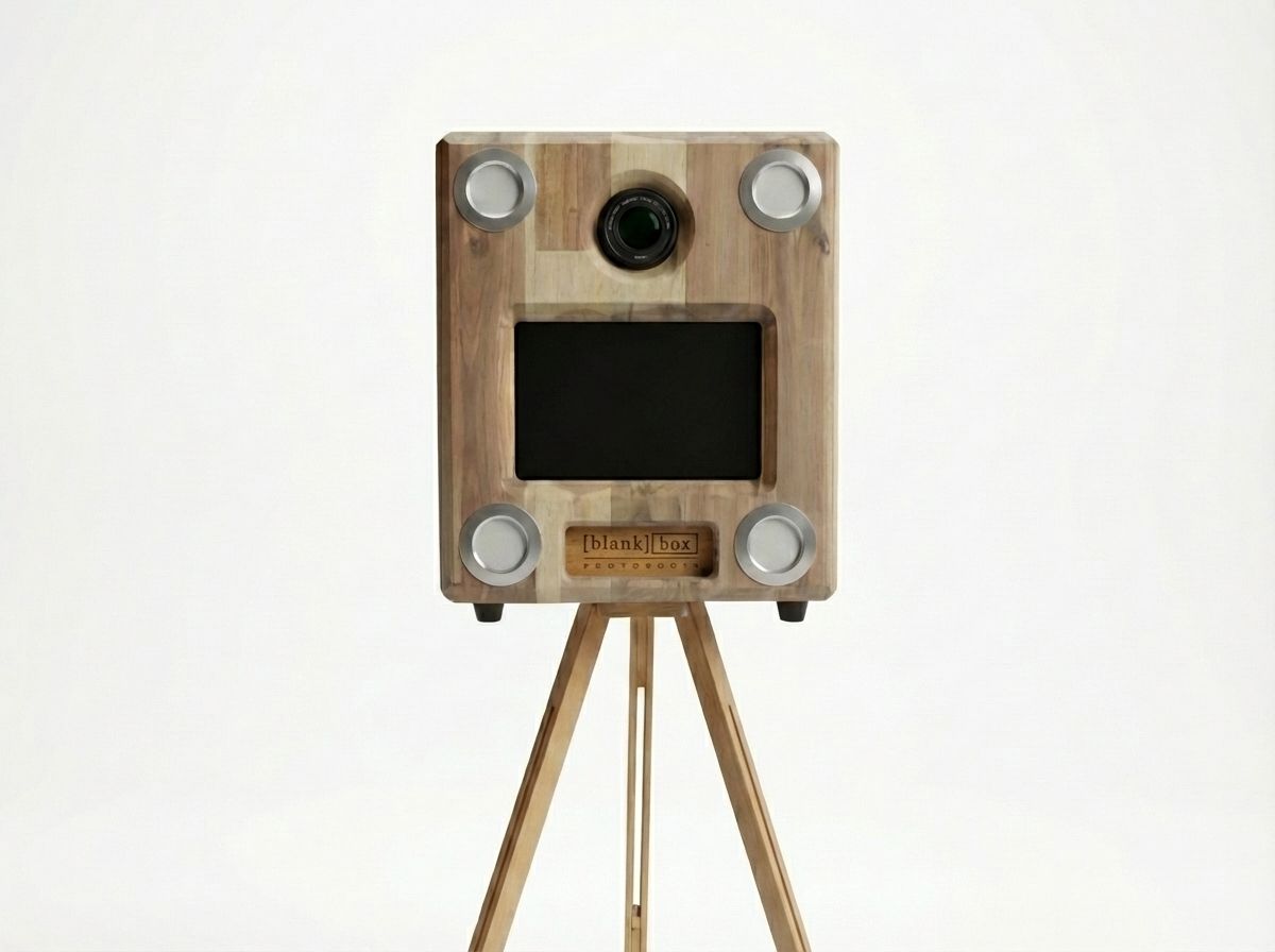 Photobooth en bois sur trépied