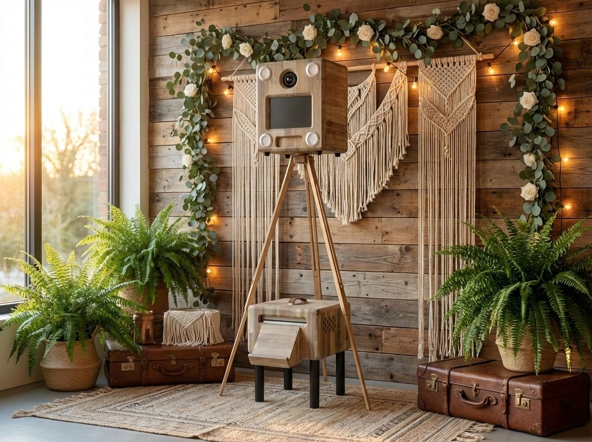 Photobooth Blankbox installé avec décor floral