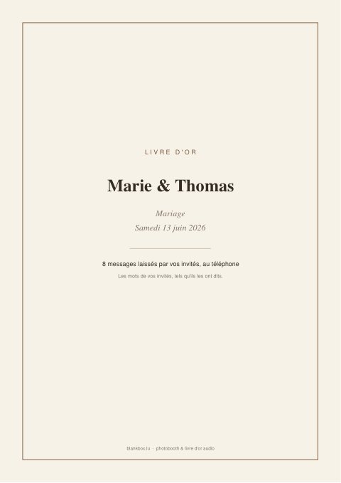 Livre d'or écrit, style Classique